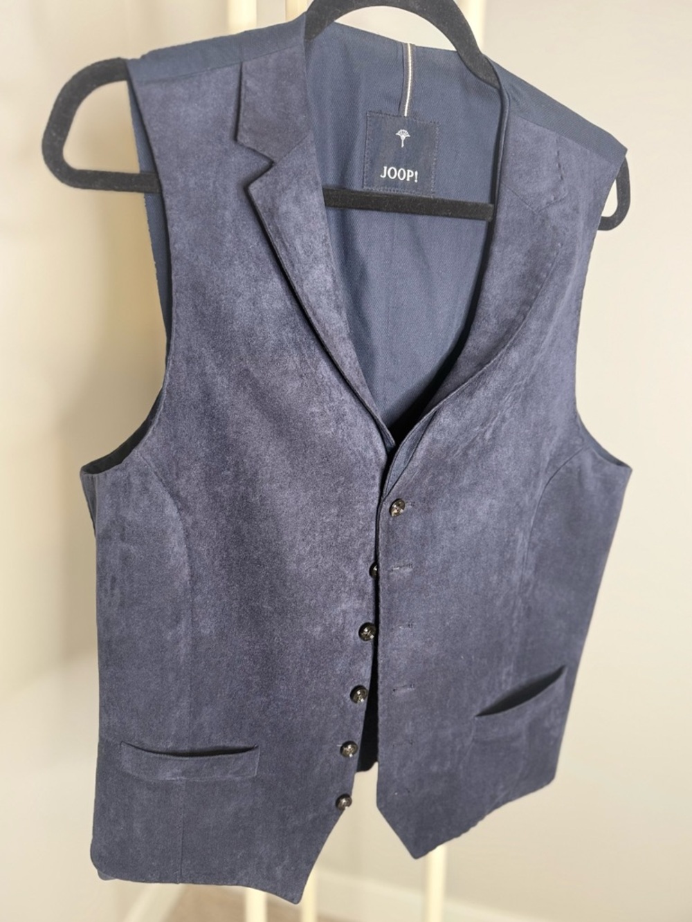 JOOP - Men's Navy Suede Vest - Classic Button-Up